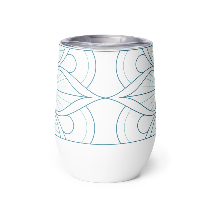 Brave Inspiring Quote Wine Tumbler with Mandala Design Teal Color