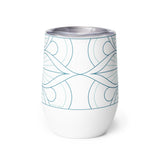 She Walked On Inspiring Quote Wine Tumbler with Mandala Design Teal Color