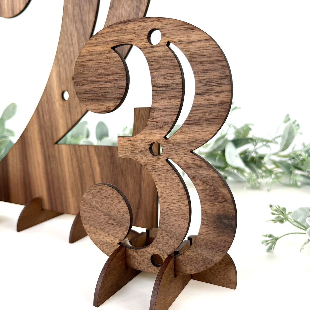 Wood Table Numbers with Stands - Contemporary Design – Inspired Indigo ...