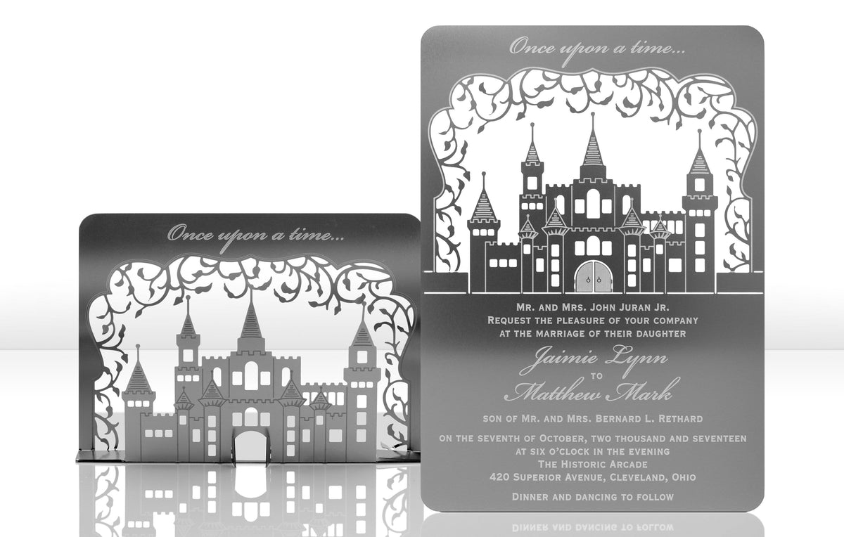 Metal Invites Castle Metal Invitation