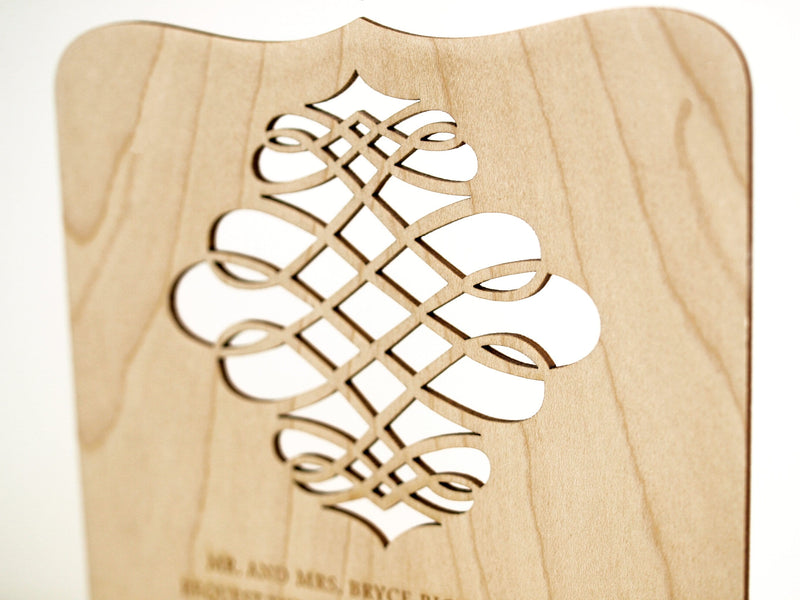 Elegant Swirl Design Wood Wedding Invitations