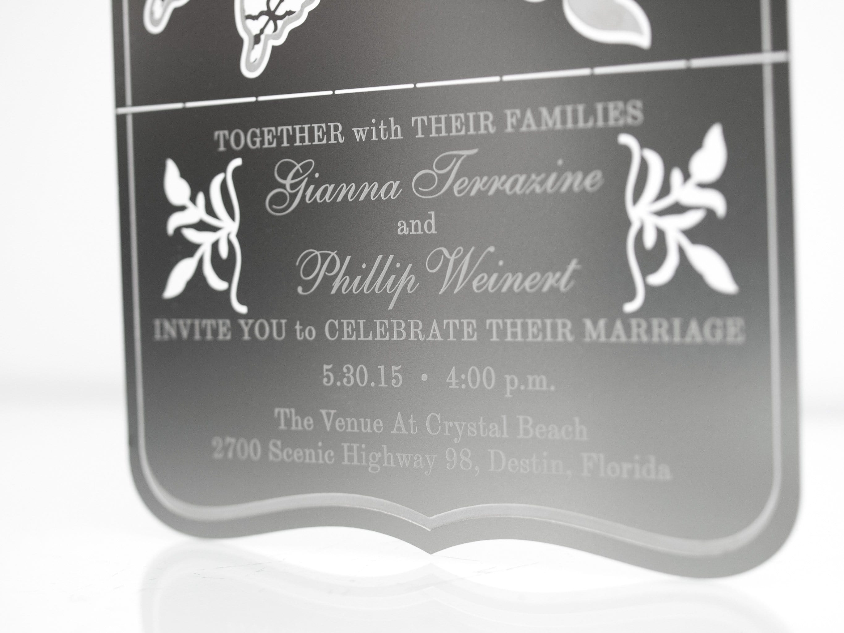 Engraved Metal Wedding Invitation Garden Invitation