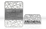 Silver Metal Wedding Invitation with Geometric Theme