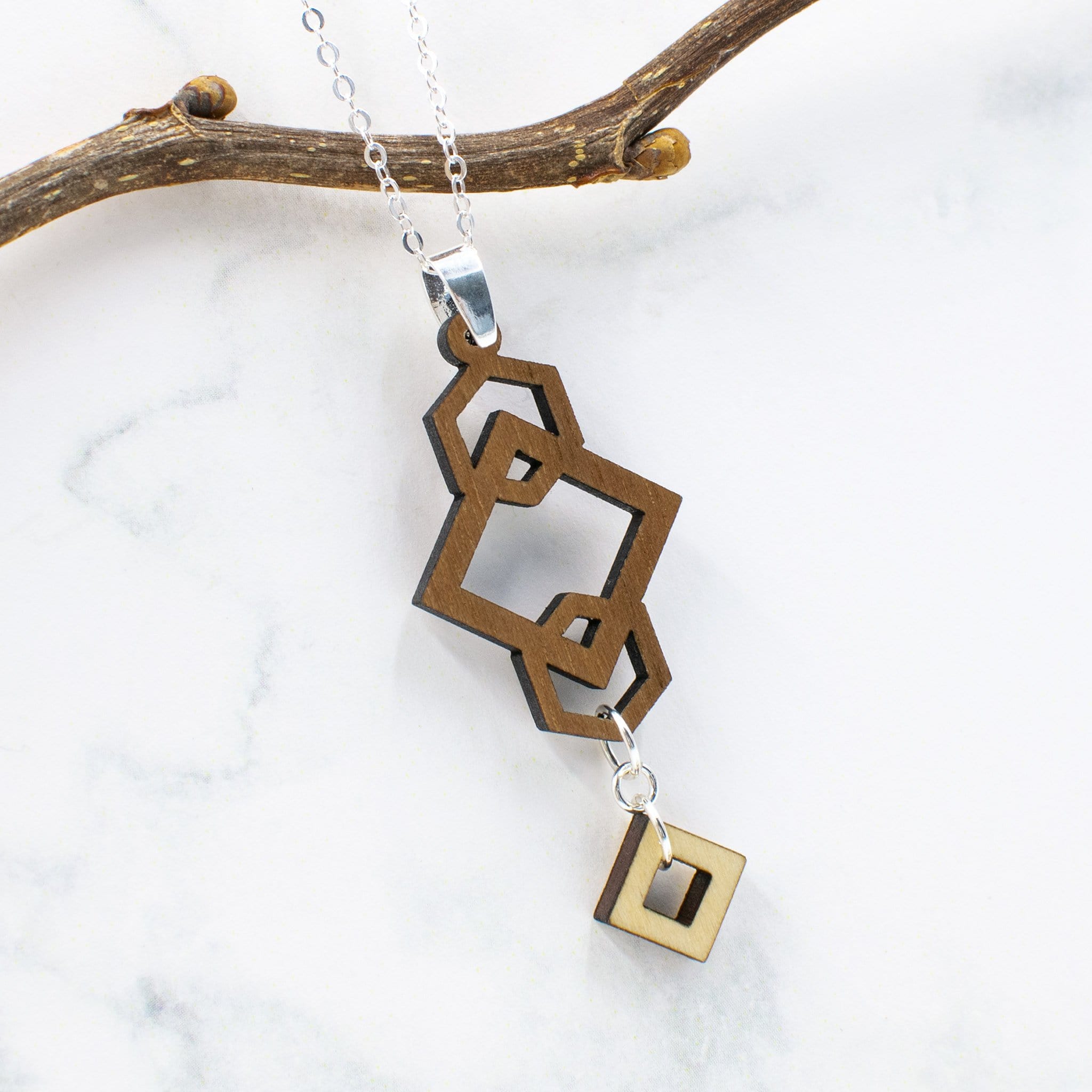 Geometric Shapes Wood Necklace