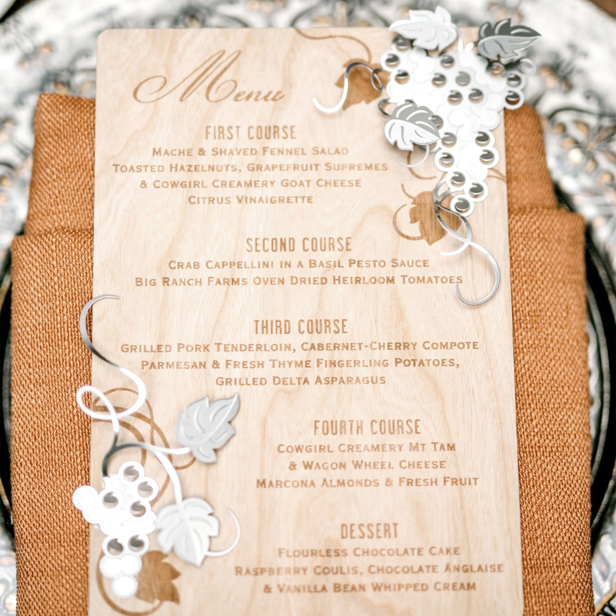 Winery Wedding Menu Card