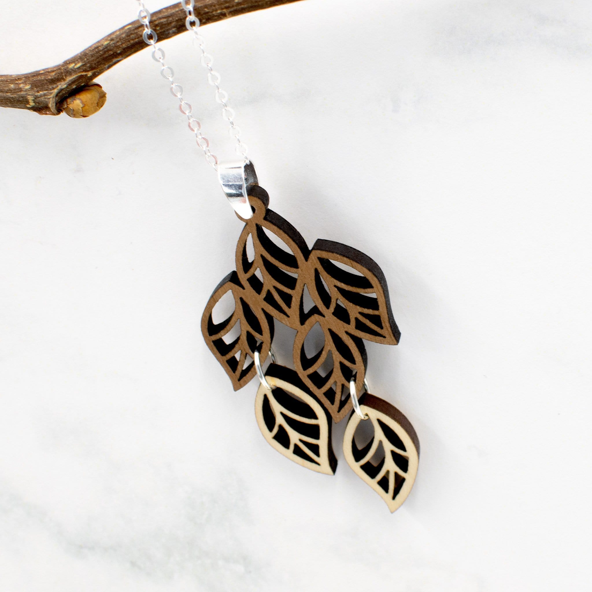 Fall Leaves Wood Necklace