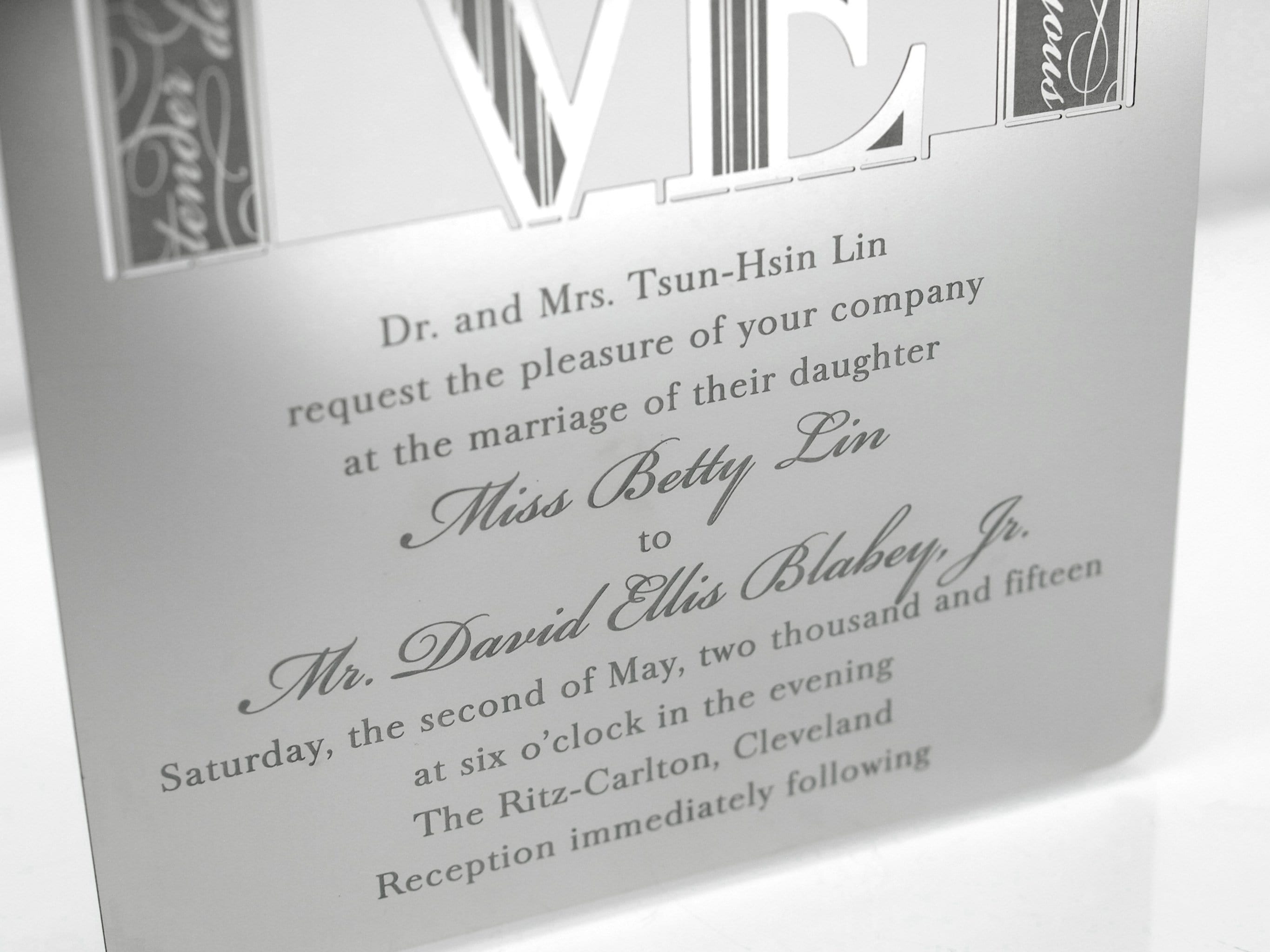 Engraved Metal Wedding Invitation