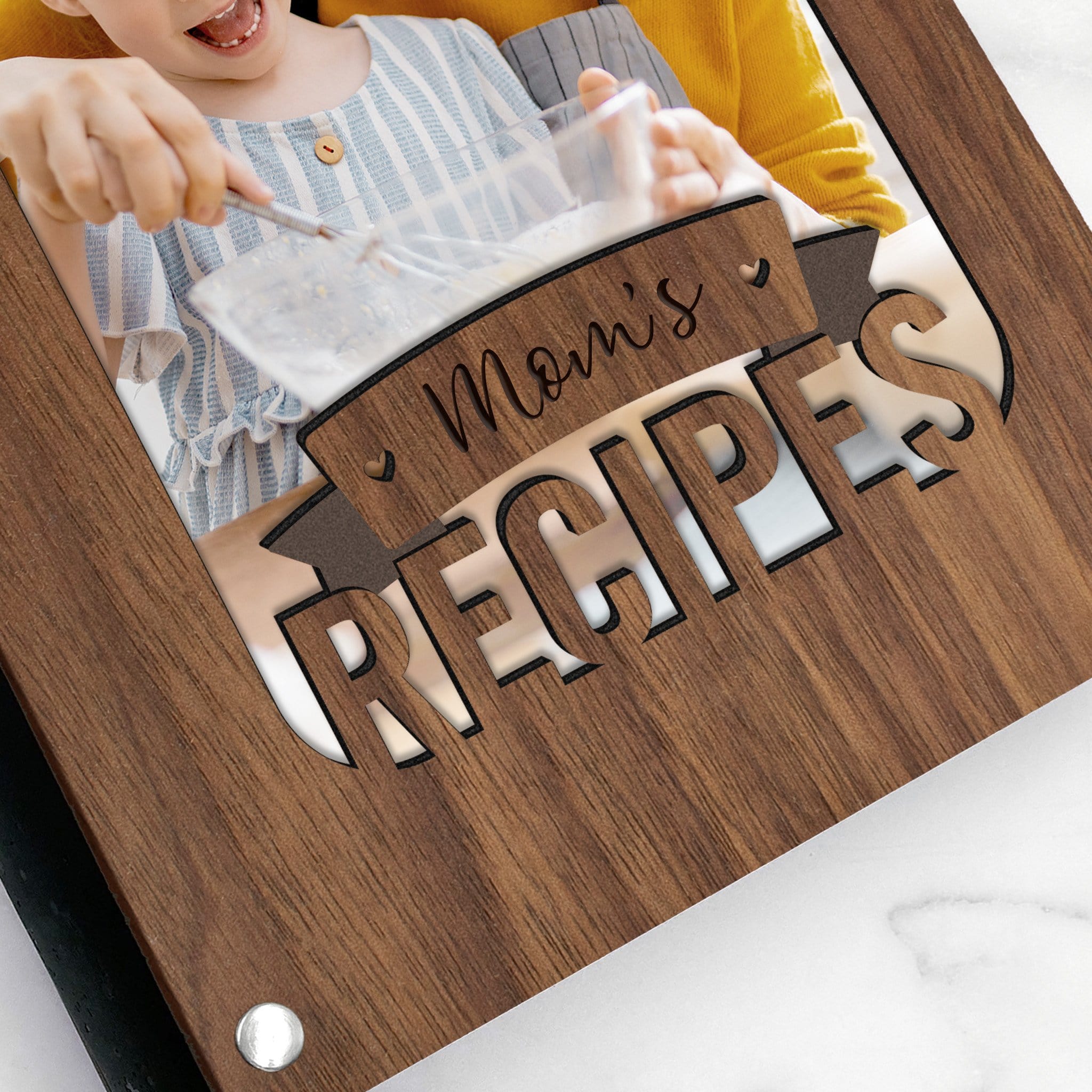 Mom's Recipe Book with Walnut Wood Cover