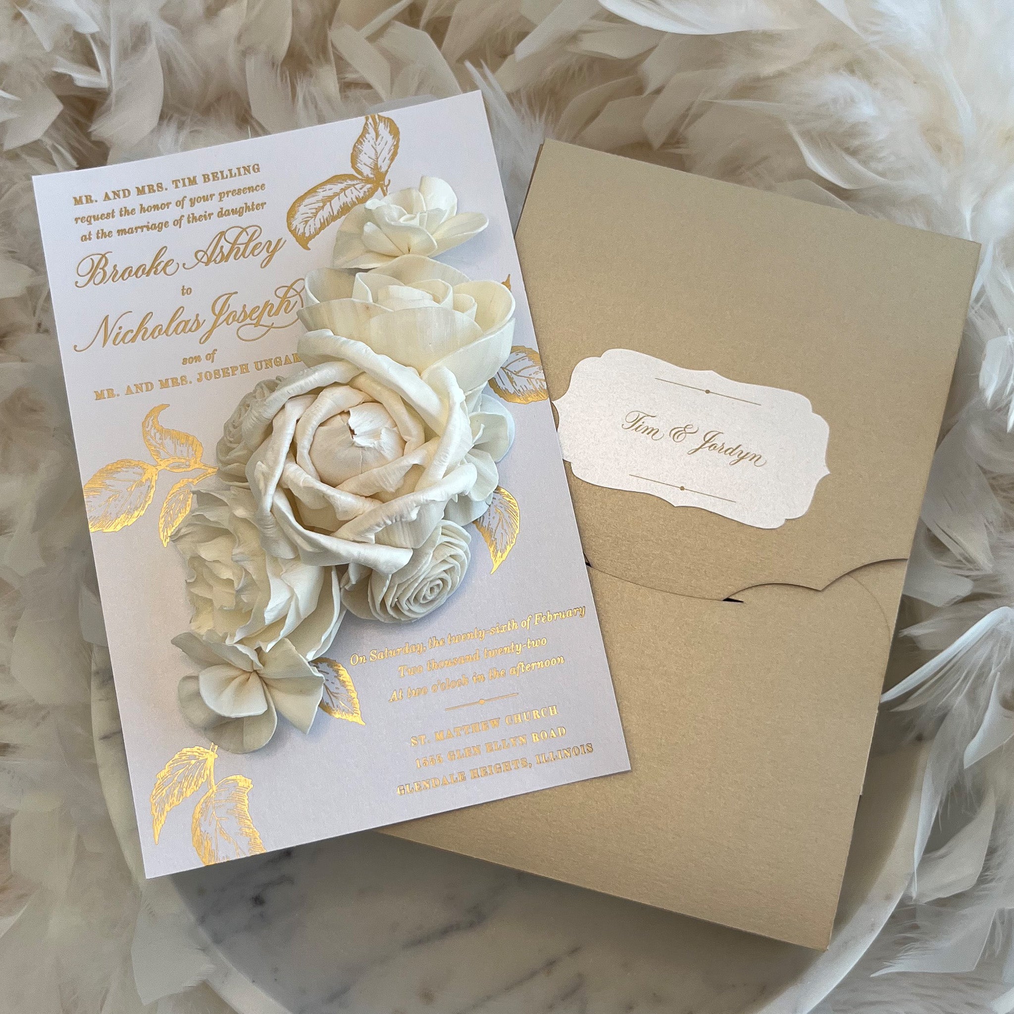 Paper Flower 3D Invitation with Custom Invitation Box