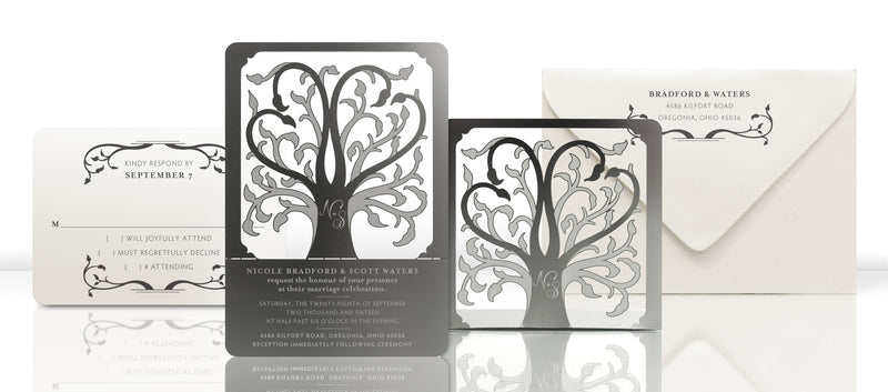 Real Metal Invitations for Garden Wedding