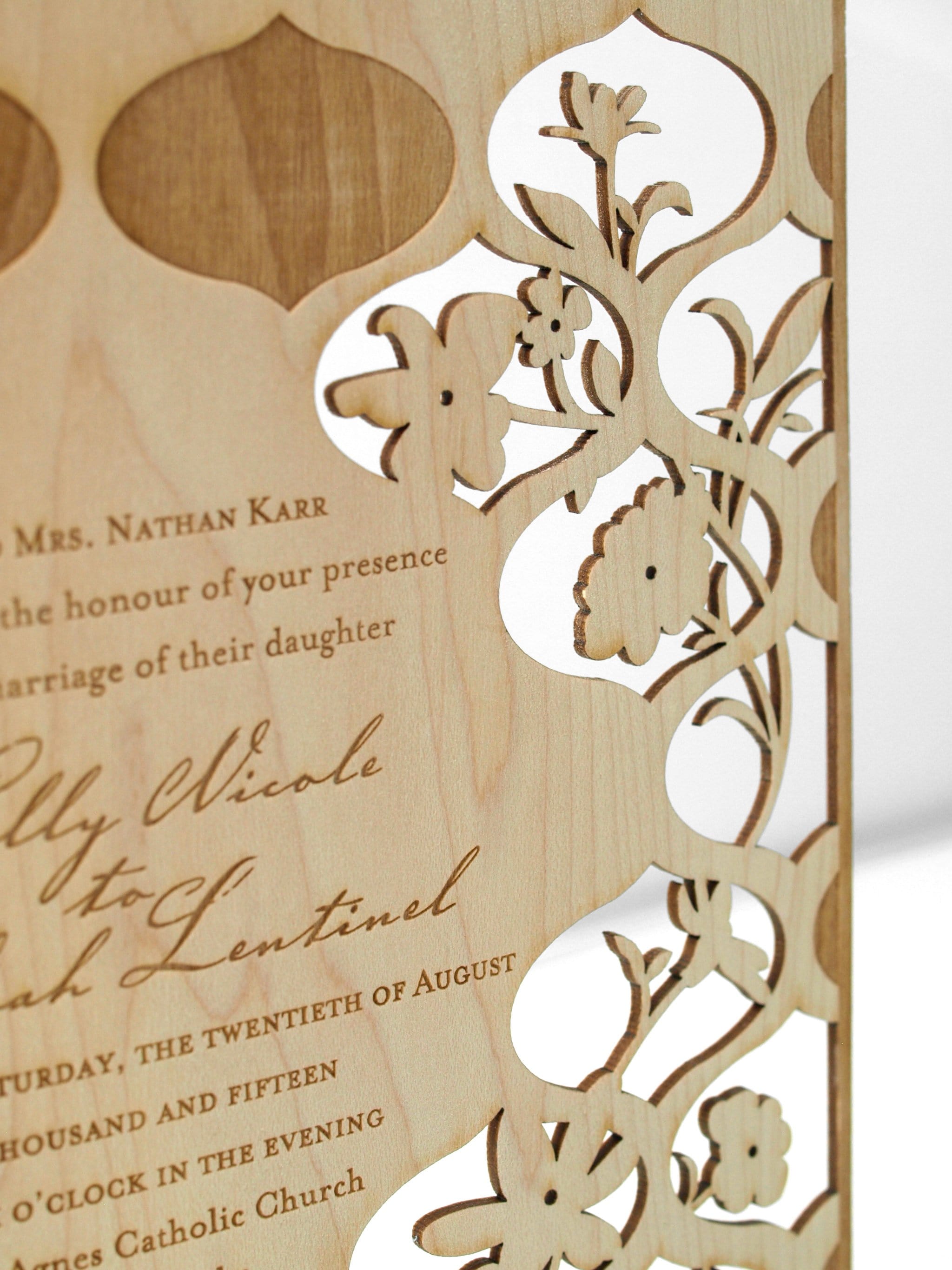 Summer Flower Wood Wedding Invitations