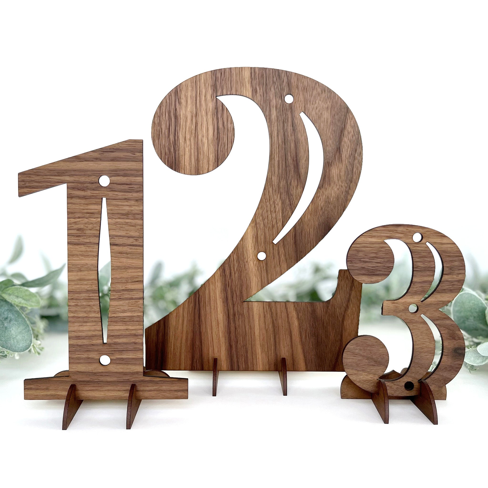 Wood Table Numbers with Stands - Contemporary Design