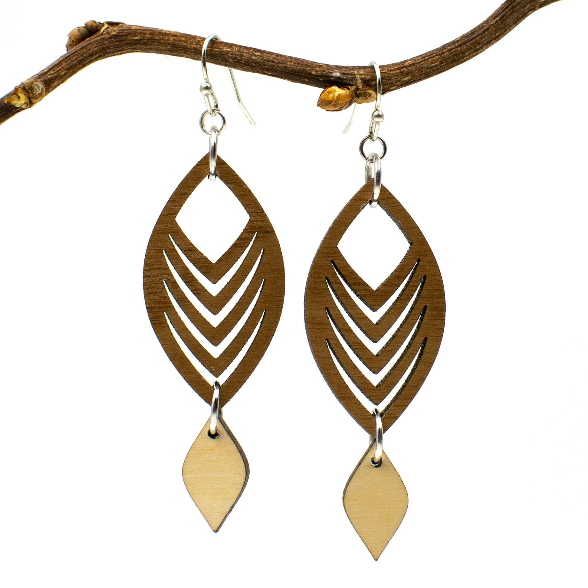 Curved Chevron Wood Earrings