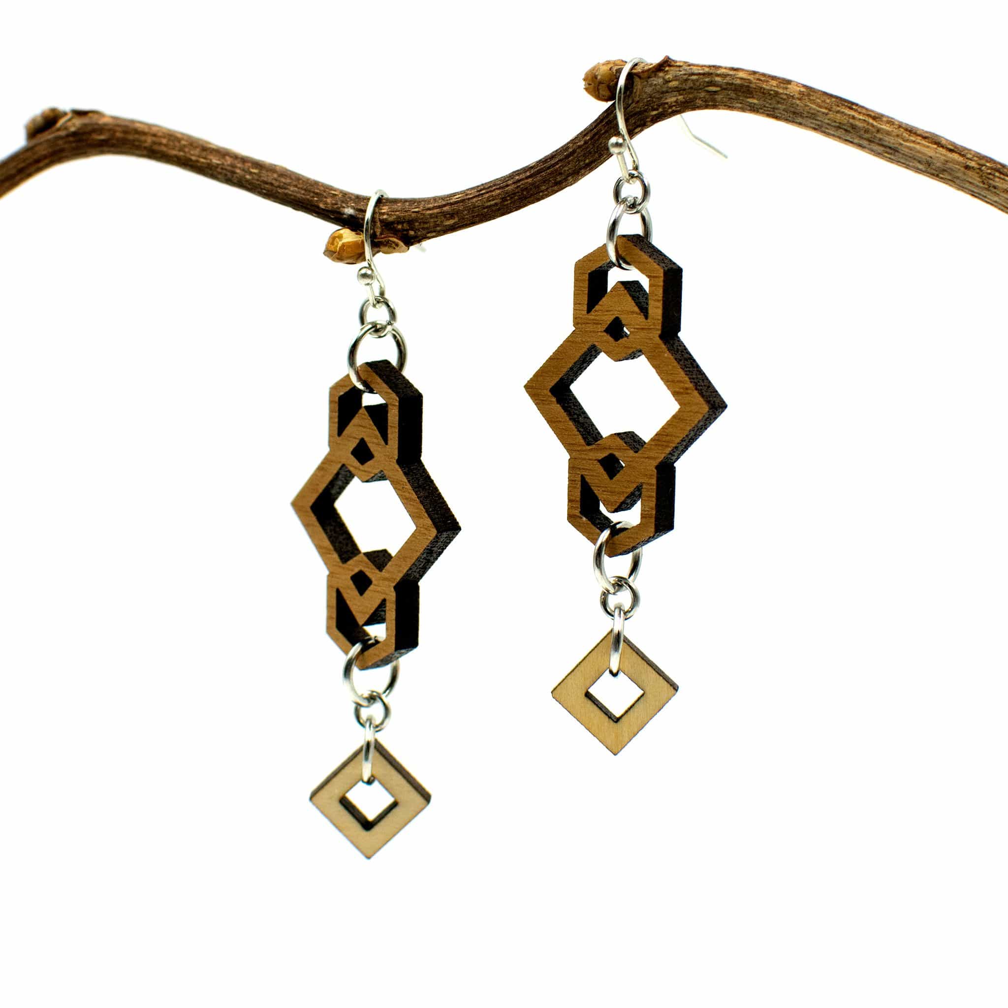 Wood Geometric Earrings